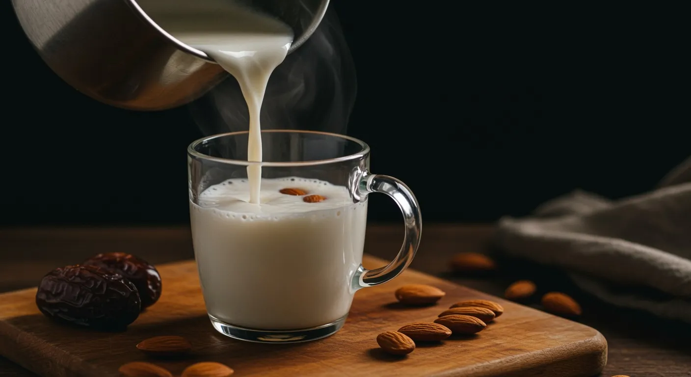 Almond and Date Milk (Badam Doodh) preparation