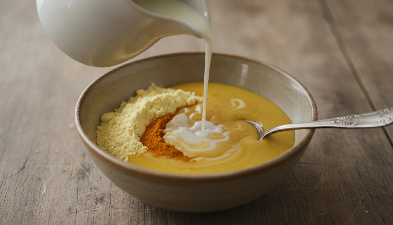 Besan and Turmeric Ubtan preparation