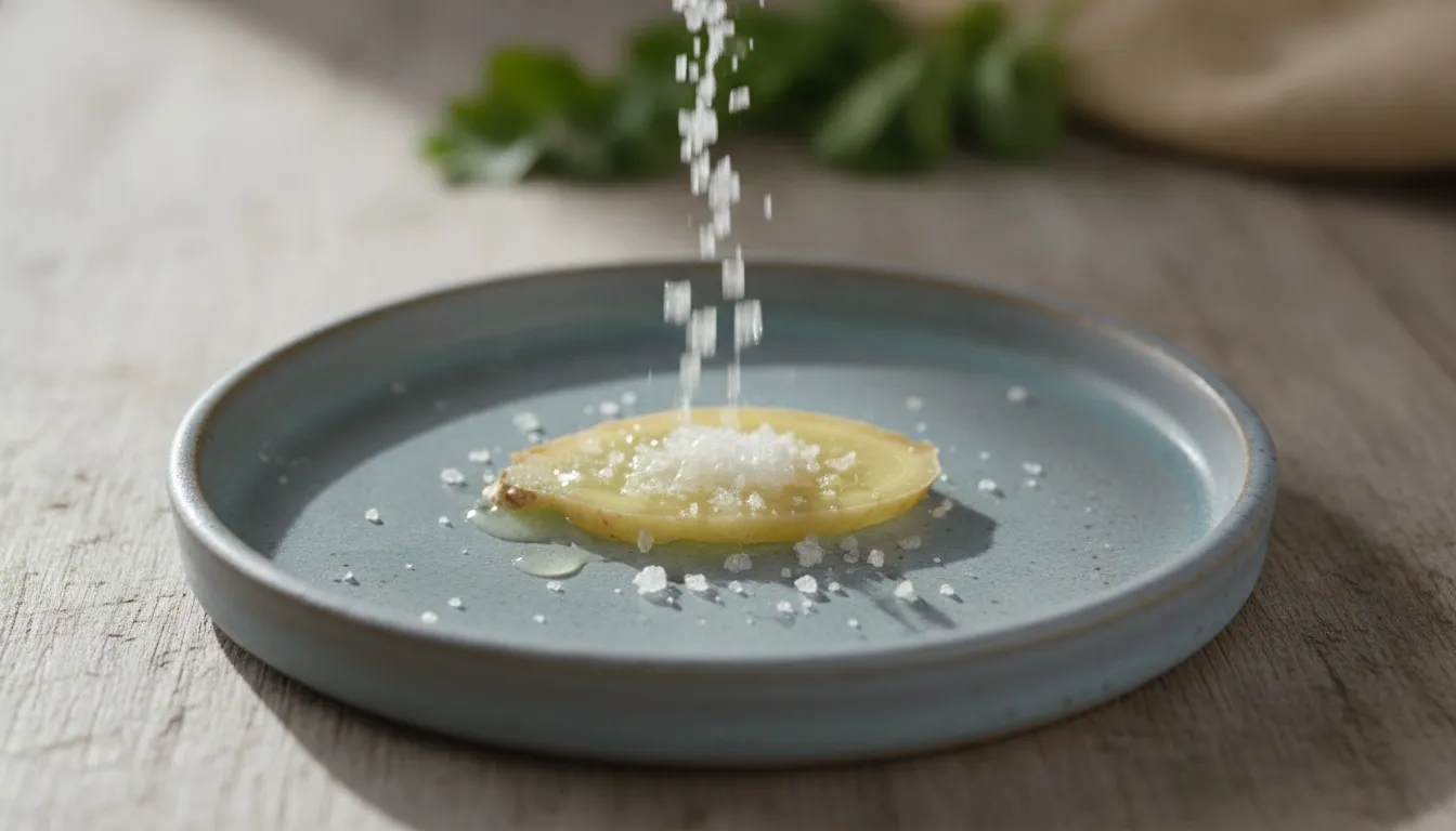 Ginger, Rock Salt, and Lime Digestive Appetizer preparation