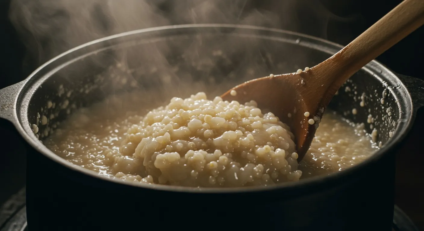 Kambu Koozh (Pearl Millet Porridge) cooking step