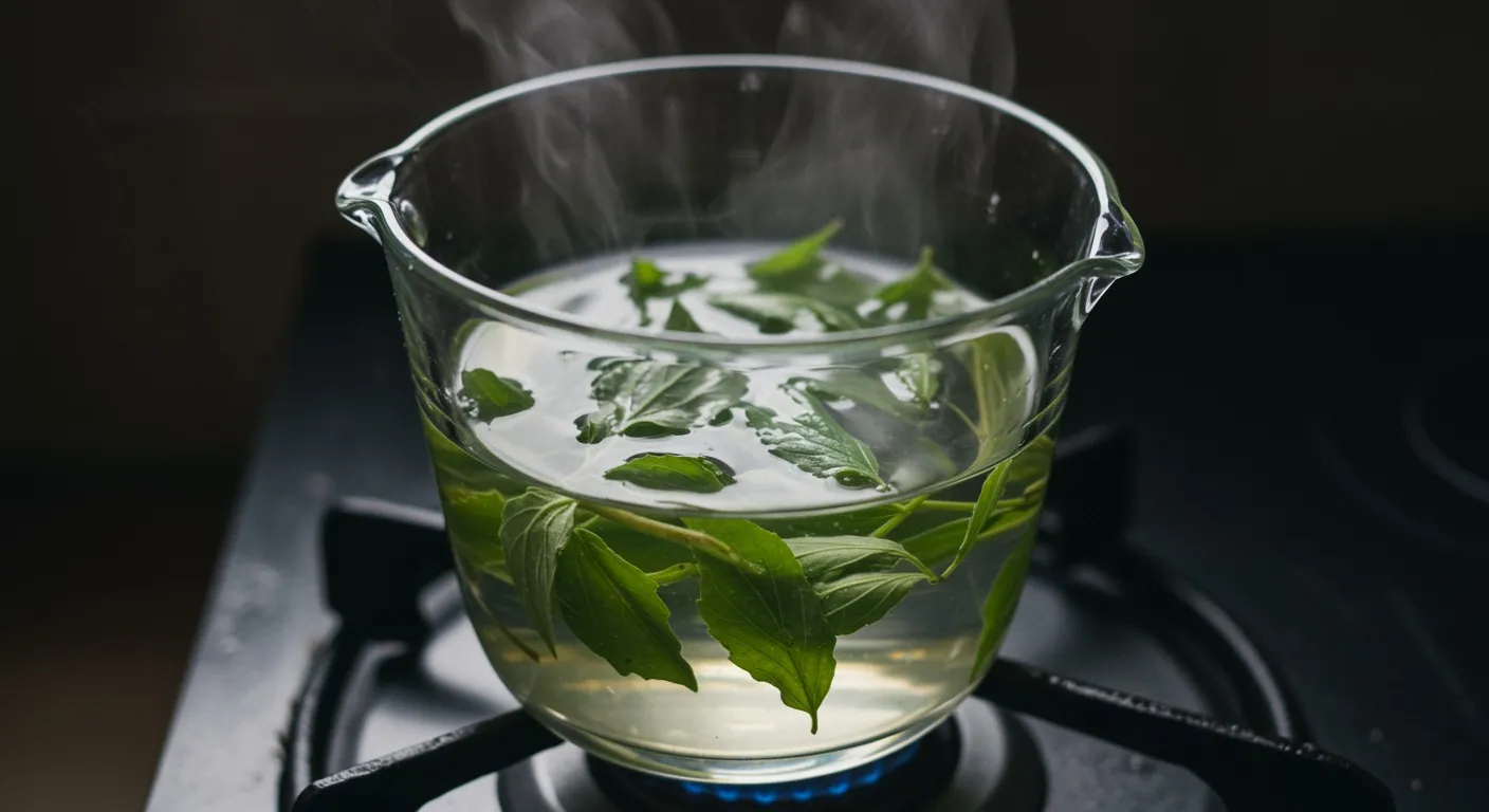 Tulsi (Holy Basil) Calming Tea preparation